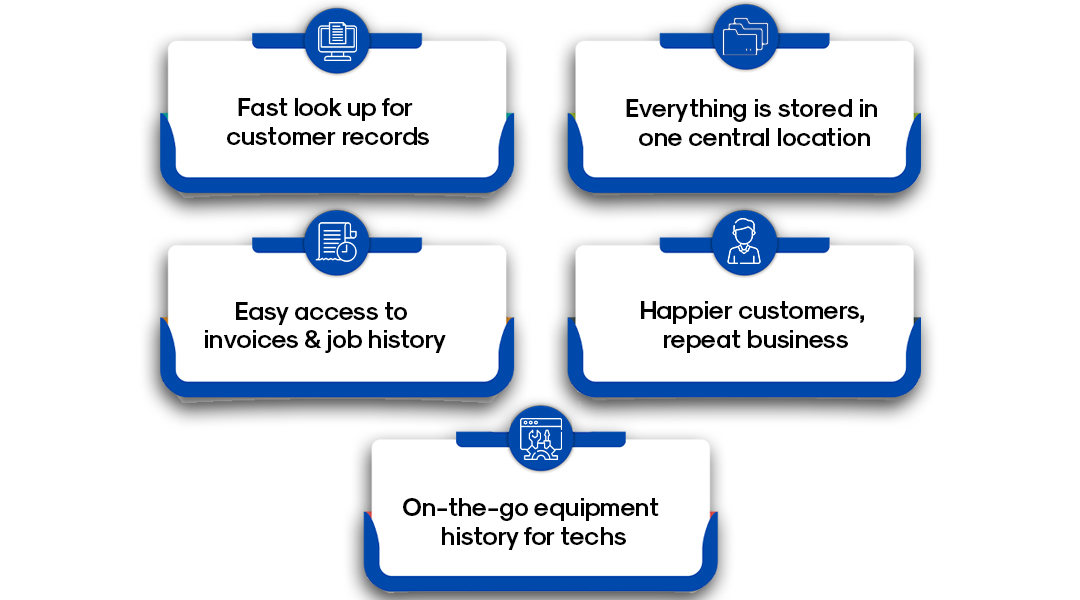 Customer and job history on screen