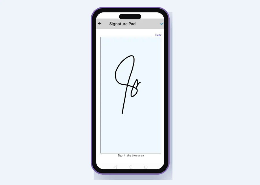 IndusTrack mobile signature pad for the customer to sign on site