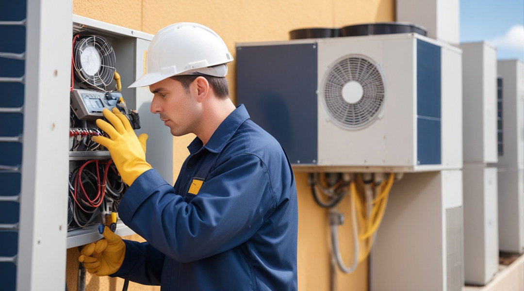 HVAC technician managing time on the job
